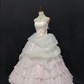 White Strapless Long Romantic Gown, Cinched Waist, Pink Voluminous Princess Skirt, Wedding Dress & Bridal Gown gh8247