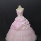 Blush Pink Strapless Vintage Romantic Gown with Embroidery, Cinched Waist & Voluminous Skirt, Wedding Dress & Bridal Gown gh8202