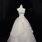 Blush Pink Strapless Rhinestone Cinched Waist Voluminous Princess Skirt Long Romantic Dress, Wedding Gown gh8028