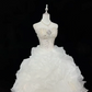 White Strapless Beaded Cinched Waist Voluminous Princess Skirt Romantic Dress, Wedding Gown gh7942