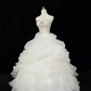 White Strapless Beaded Cinched Waist Voluminous Princess Skirt Romantic Dress, Wedding Gown gh7942