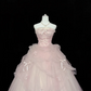 Blush Pink Strapless Cinched Waist Voluminous Skirt Long Romantic Dress, Wedding Gown gh7893