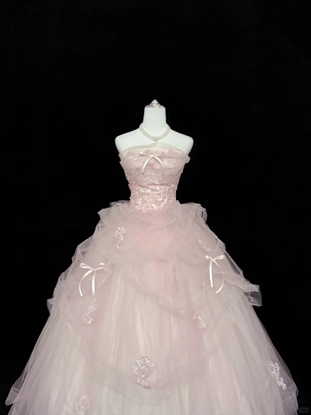 Blush Pink Strapless Cinched Waist Voluminous Skirt Long Romantic Dress, Wedding Gown gh7893