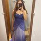 Purple Fashion Shiny Gradient Elegant Sweetheart Neck Long Satin Tulle Off-shoulder Floor-length Ball Gown Evening Dress Party Dress Prom Dress gh3686
