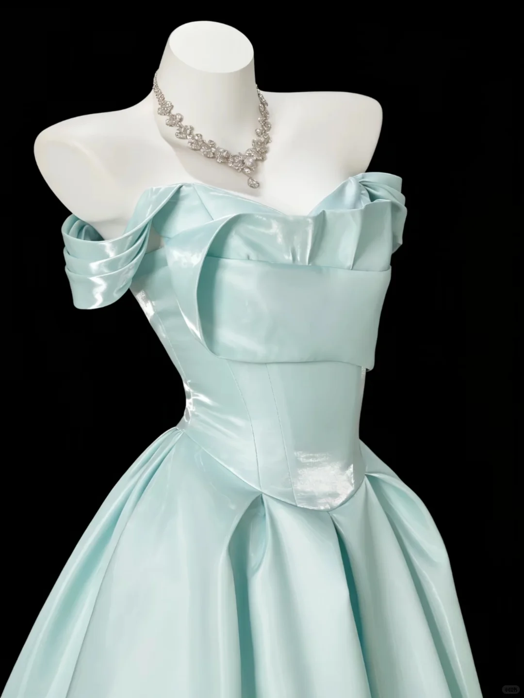 Mint Green One Shoulder Waist-Cinched Long Evening Dress, Fairy Gown, Romantic Gown gh7370
