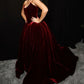 Burgundy velvet stylish elegant long ball gown evening dress gh3041