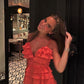 Orange Fashion Spaghetti Strap Long Chiffon Ruffle Evening Dress Wedding Guest Dress Party Dress gh3137