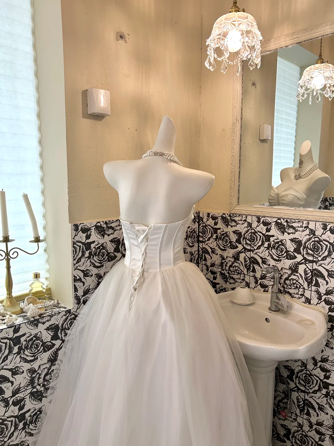 Ivory Satin Strapless Waist-Cinched Voluminous Princess Skirt Romantic Dress, Wedding Gown gh7751