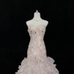 Blush Pink Sequin Strapless, Cinched Waist, Slim Bodycon Sexy Long Romantic Dress, Wedding Gown gh8079