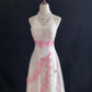 Blush Pink Halter Neck Long Elegant Romantic Dress with Waist Cinching Design, Wedding Dress & Bridal Gown gh8163