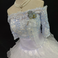 Light Blue Off-the-Shoulder Romantic Gown, Embroidery Details, Cinched Waist, Voluminous Tiered Skirt, Wedding Gown gh8118