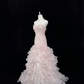 Blush Pink Sequin Strapless, Cinched Waist, Slim Bodycon Sexy Long Romantic Dress, Wedding Gown gh8079