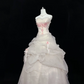 Light Apricot Strapless Cinched Waist Voluminous Skirt Vintage Girly Romantic Dress, Wedding Gown gh8029