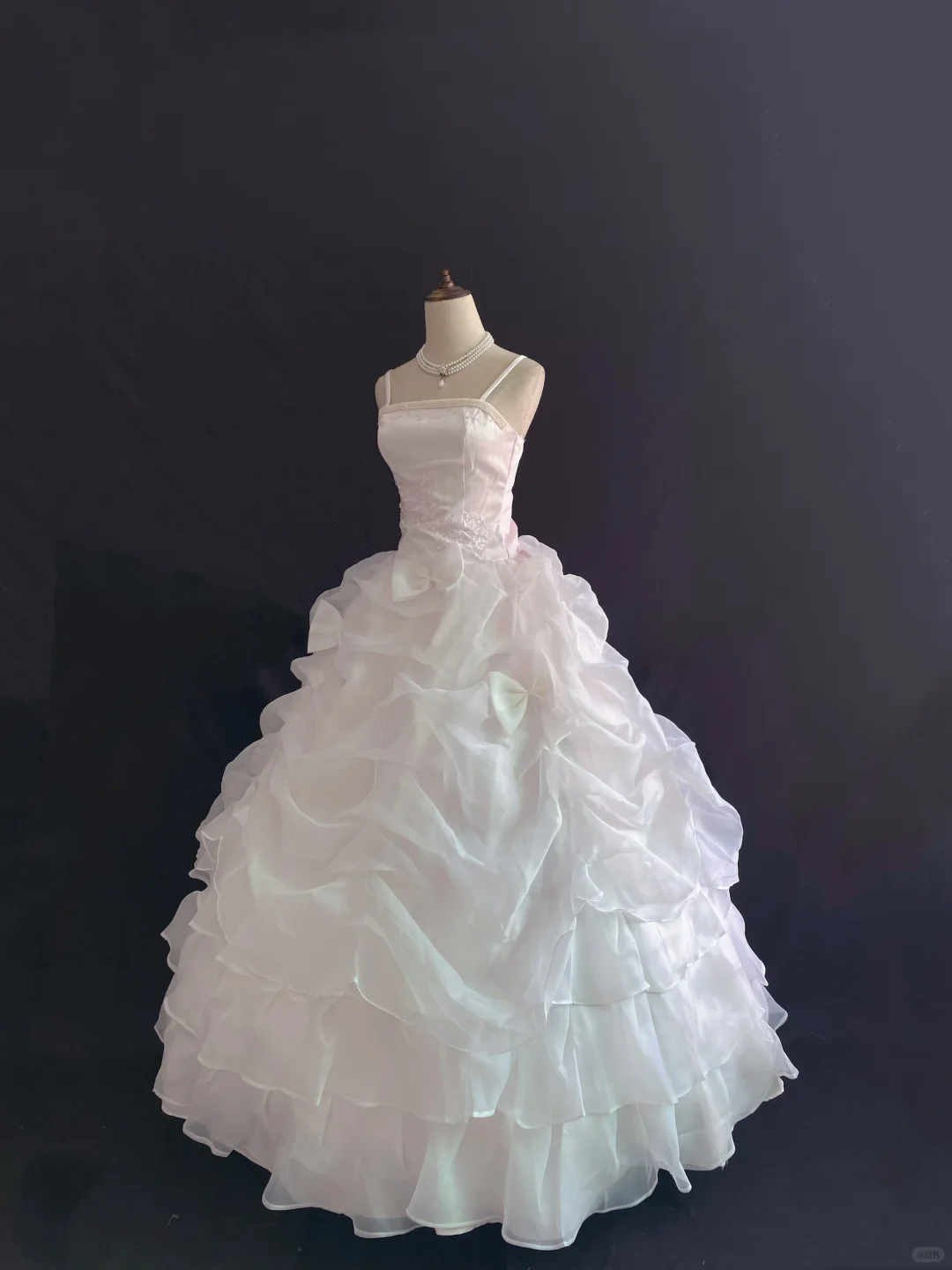 White Spaghetti Strap Romantic Gown, Cinched Waist, Voluminous Princess Skirt, Wedding Dress & Bridal Gown gh8203