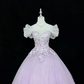 Lavender Vintage Elegant Embroidered Cinched Waist Voluminous Princess Skirt Long Romantic Dress, Wedding Gown gh7983