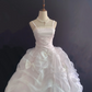 White Spaghetti Strap Romantic Gown, Cinched Waist, Voluminous Princess Skirt, Wedding Dress & Bridal Gown gh8203