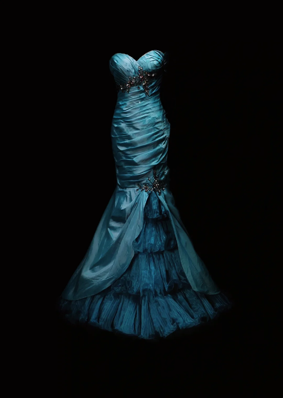 Turquoise Strapless Waist-Cinched Bodycon Sexy Mermaid Prom & Evening Gown gh7340