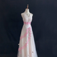 Blush Pink Halter Neck Long Elegant Romantic Dress with Waist Cinching Design, Wedding Dress & Bridal Gown gh8163