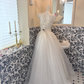 White Strapless Waist-Cinched Voluminous Princess Skirt Long Romantic Dress, Wedding Gown gh7657