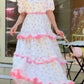 girlhomeshops - Robe de vacances rose à manches courtes gh5934