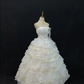 Off-White Strapless Long Romantic Gown, Cinched Waist, Voluminous Tiered Skirt, Wedding Dress & Bridal Gown gh8119