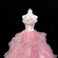 Pink Strapless Cinched Waist Voluminous Princess Skirt Long Romantic Dress, Wedding Gown gh7895