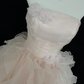 Blush Pink Strapless with Floral Details, Cinched Waist, Voluminous Wavy Skirt Long Romantic Dress, Wedding Gown gh8080