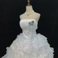 Off-White Strapless Long Romantic Gown, Cinched Waist, Voluminous Tiered Skirt, Wedding Dress & Bridal Gown gh8119
