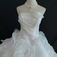 White strapless romantic gown with fitted waist and fluffy tiered cake skirt, wedding dress & bridal gown gh8249