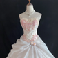 Blush Pink Strapless Romantic Gown With Beaded Details, Cinched Waist & Voluminous Princess Skirt, Wedding Dress & Bridal Gown gh8164