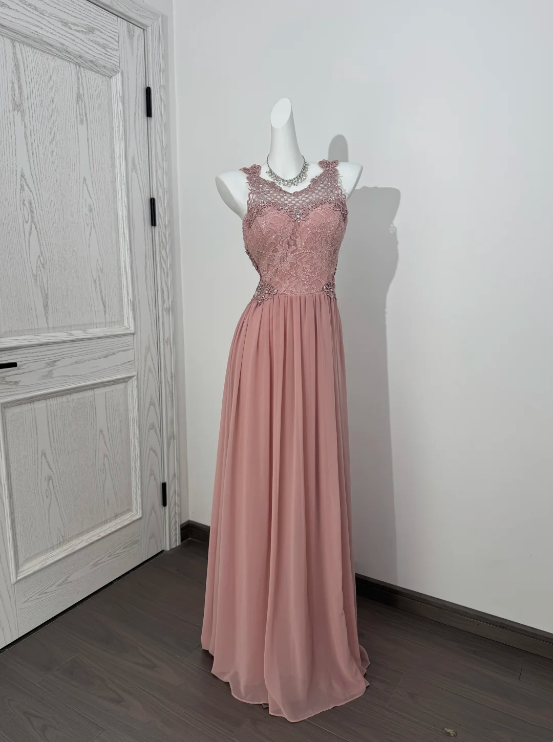 Light Pink Cutout Spaghetti Strap Waist-Cinched Bodycon Long Prom & Evening Gown gh7221