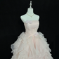 Blush Pink Strapless with Floral Details, Cinched Waist, Voluminous Wavy Skirt Long Romantic Dress, Wedding Gown gh8080