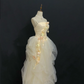 Pale Yellow Spaghetti Strap Long Elegant Romantic Gown, Cinched Waist With Vintage Rose Details, Wedding Dress & Bridal Gown gh8295
