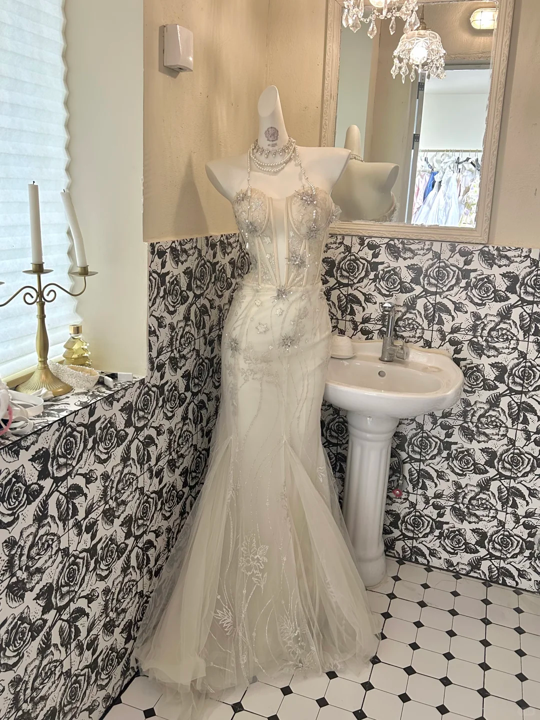 Ivory Strapless Waist-Cinched Slim Fit Hip-Hugging Sexy Mermaid Skirt Romantic Dress, Wedding Gown gh7694