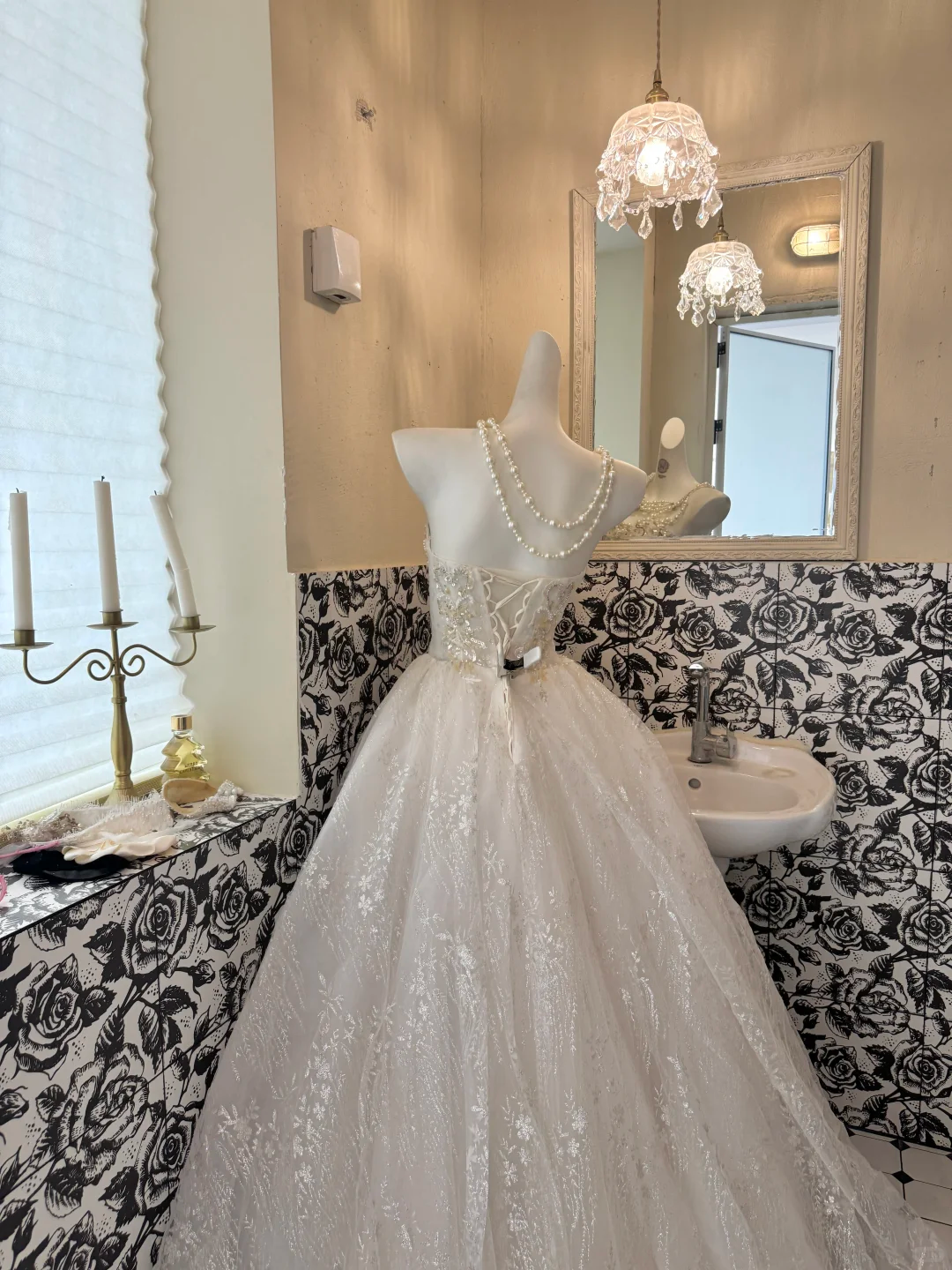 Ivory Sequin Strapless Waist-Cinched Voluminous Full Skirt Romantic Dress, Wedding Gown gh7697