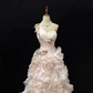 Blush Pink One-Shoulder Girly Elegant Cinched Waist Tiered Skirt Long Vintage Romantic Dress, Wedding Gown gh7985