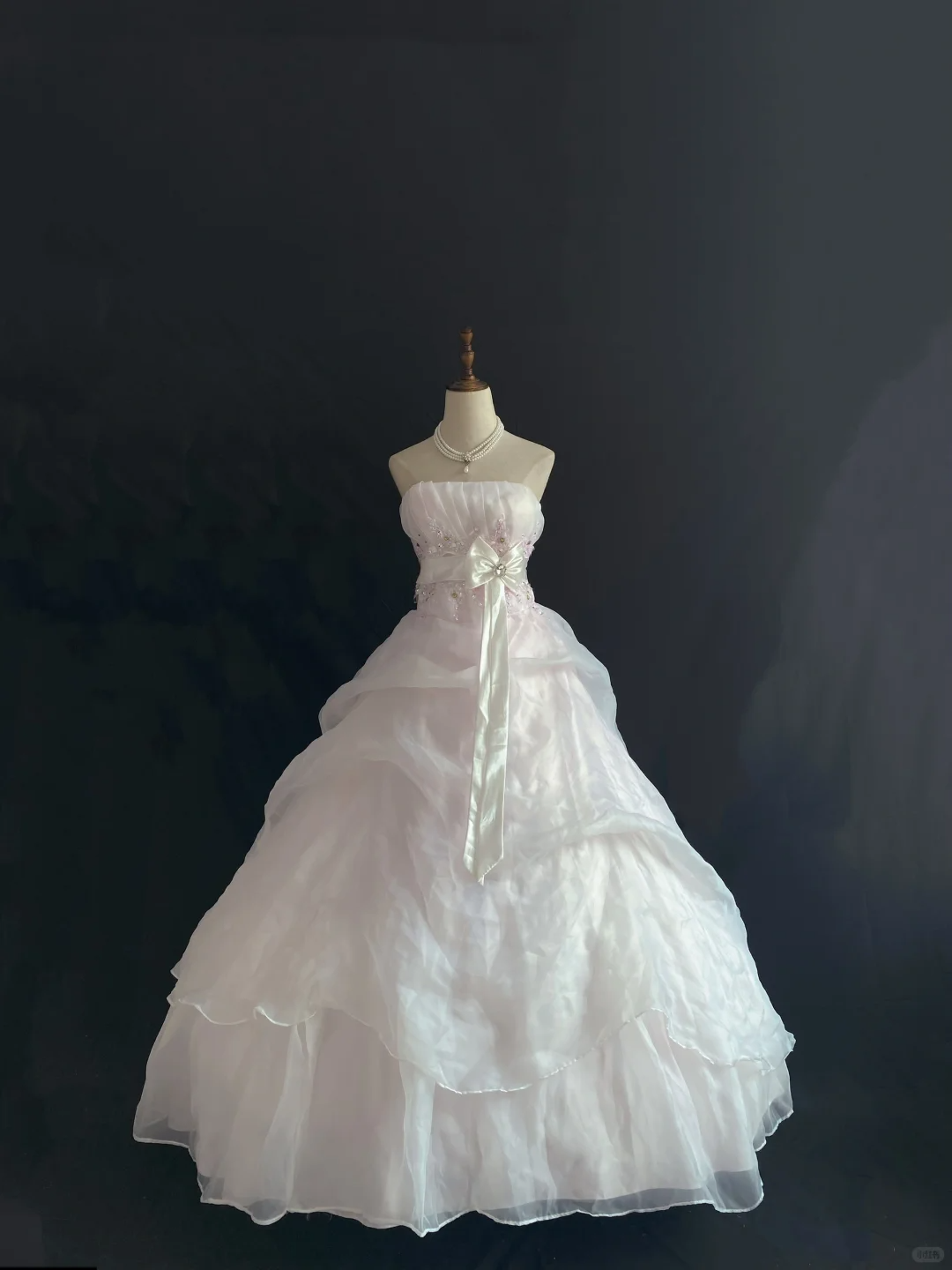 Blush Pink Strapless Romantic Gown with Cinched Waist and Voluminous Princess Skirt, Wedding Dress & Bridal Gown gh8205