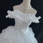 White Off-the-Shoulder Lovely Elegant Romantic Gown, Voluminous Tiered Skirt, Wedding Dress & Bridal Gown gh8120