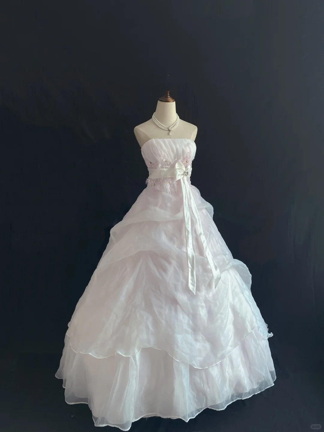 Blush Pink Strapless Romantic Gown with Cinched Waist and Voluminous Princess Skirt, Wedding Dress & Bridal Gown gh8205