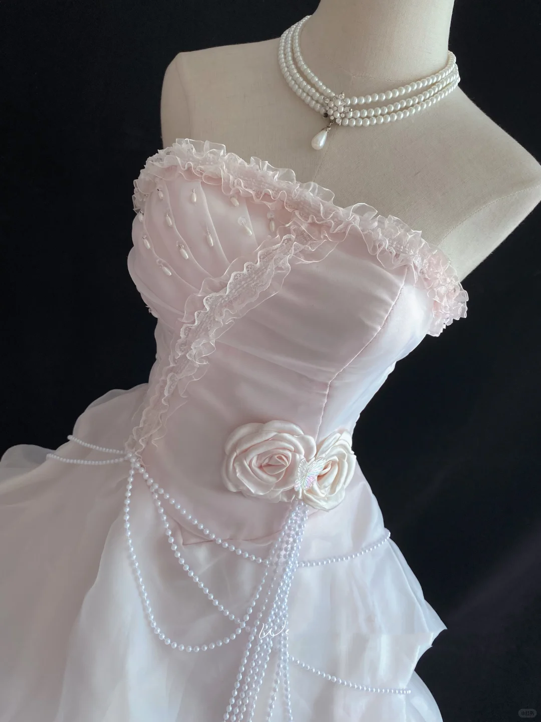 Romantic Blush Pink Strapless Gown with Cinched Waist and Voluminous Princess Skirt, Wedding Dress & Bridal Gown gh8165