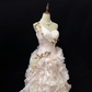 Blush Pink One-Shoulder Girly Elegant Cinched Waist Tiered Skirt Long Vintage Romantic Dress, Wedding Gown gh7985