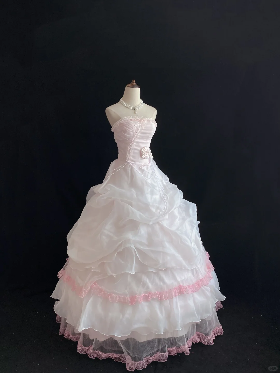 Romantic Blush Pink Strapless Gown with Cinched Waist and Voluminous Princess Skirt, Wedding Dress & Bridal Gown gh8165