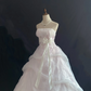Blush Pink Strapless Romantic Gown with Cinched Waist and Voluminous Princess Skirt, Wedding Dress & Bridal Gown gh8205