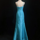 ✨Girlhomeshops-Lake Blue Spaghetti Strap Satin Mermaid Gown 3D Bow gh10140