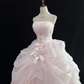 Blush Pink Strapless, Cinched Waist, Voluminous Princess Skirt, Long Elegant Romantic Dress, Wedding Gown gh8082