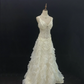 Off-white Spaghetti Strap Long Vintage Romantic Gown, Embroidered, Slim Cinched Waist, Wedding Dress & Bridal Gown gh8121