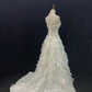 Off-white Spaghetti Strap Long Vintage Romantic Gown, Embroidered, Slim Cinched Waist, Wedding Dress & Bridal Gown gh8121