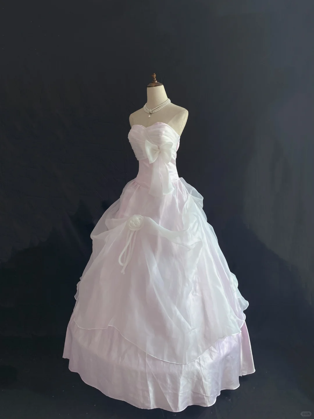 Blush Pink Strapless Romantic Gown with Bow Decoration, Cinched Waist & Voluminous Princess Skirt, Wedding Dress & Bridal Gown gh8206