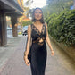 White/black satin fashion simple lace long slim fit ball gown evening dress gh3085