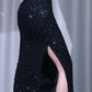 ✨Girlhomeshops-Black Halter Sequin Prom Gown Stand Collar Mesh Sweetheart Neck Long Evening Dress gh10094